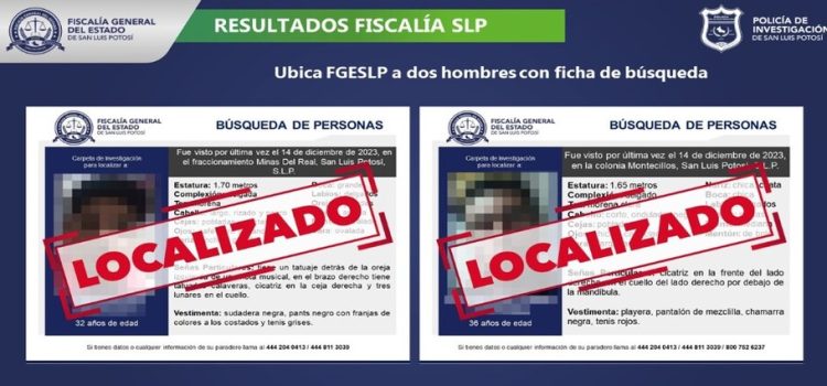 Son Localizados dos hombres en la capital potosina