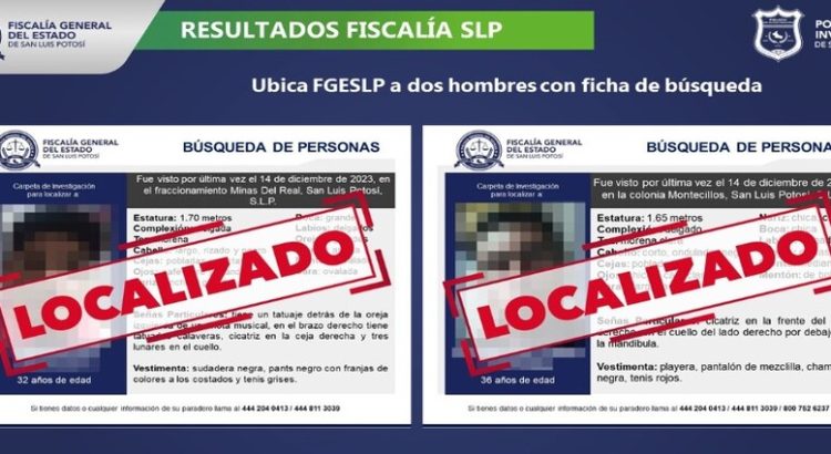 Son Localizados dos hombres en la capital potosina