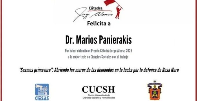 Reconocen al sociólogo griego Marios Panierakis con la Cátedra Jorge Alonso 2025